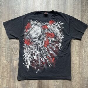 Vintage Miami Ink T-Shirt Mens Large Black Graphic Skeleton Tattoo VTG Y2K